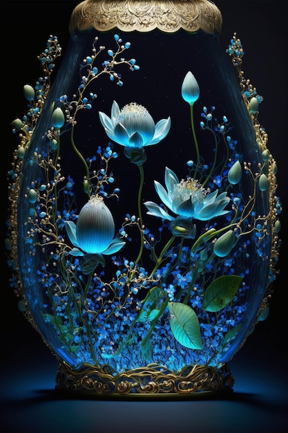 Nahaufnahme einer Vase mit Blumen darin generative ai