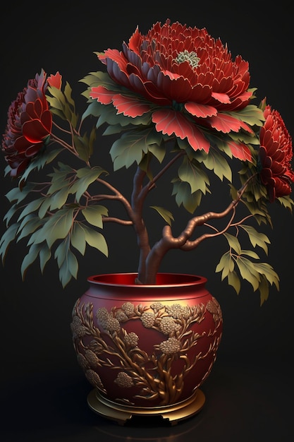 Nahaufnahme einer Vase mit Blumen darin generative ai