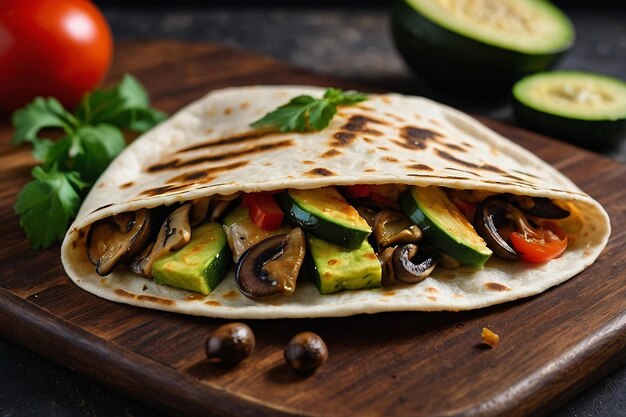 Nahaufnahme einer vegetarischen Quesadilla