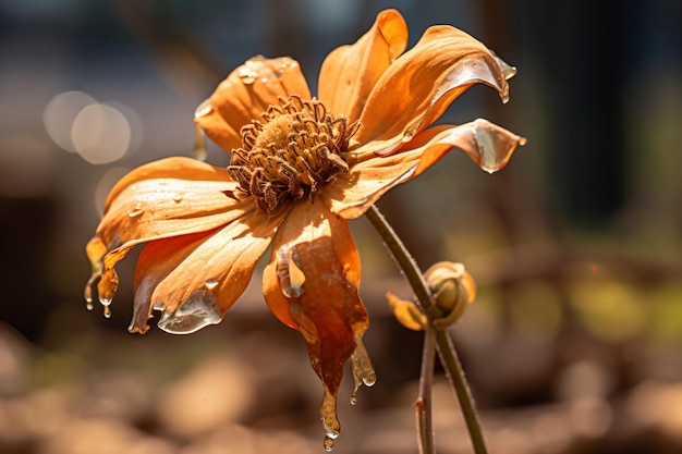 Nahaufnahme einer verwelkenden Blume eine Erinnerung an die Zerbrechlichkeit des Lebens und die Wichtigkeit der Wertschätzung