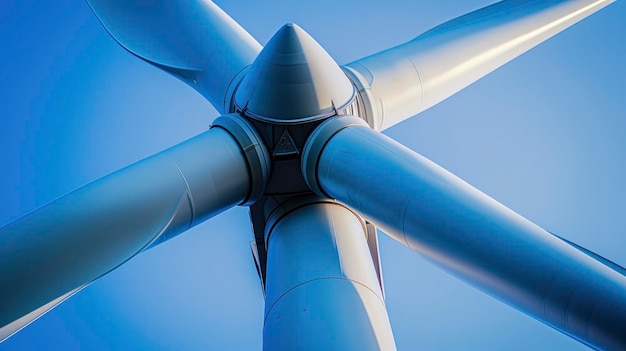 Foto nahaufnahme einer windturbine, die das konzept einer umweltverträglichen energieversorgung symbolisiert