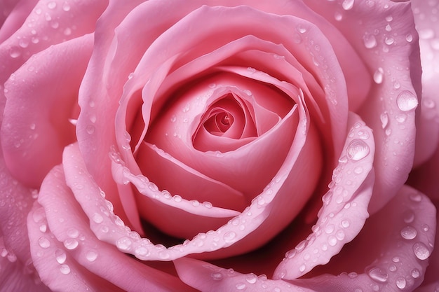 Nahaufnahme einer wunderschönen rosa Rose mit Wassertropfen