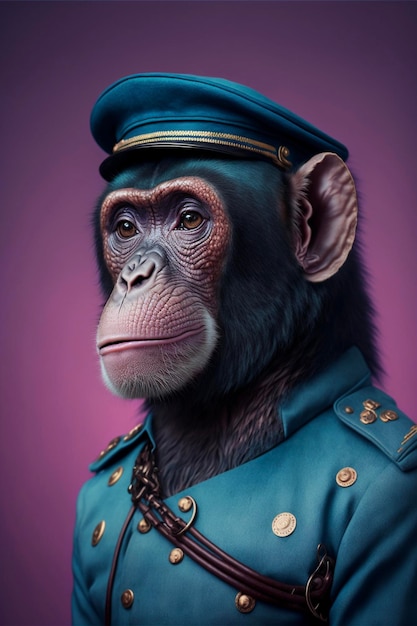 Nahaufnahme eines Affen in Uniform