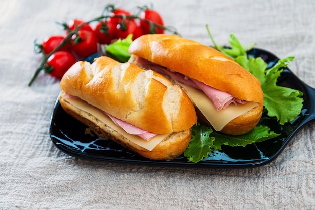 Nahaufnahme eines auf dem Teller servierten Sandwichs