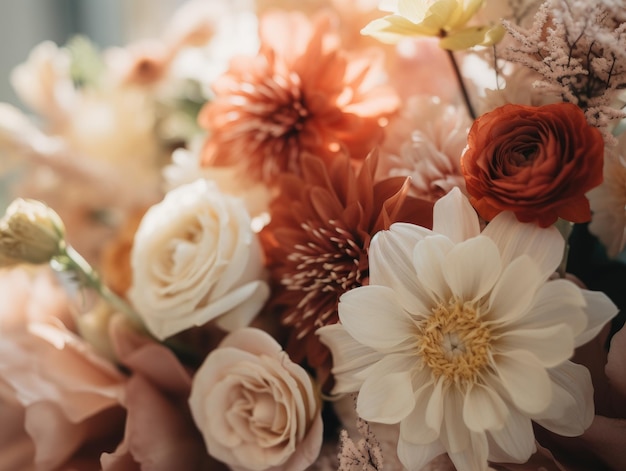 Nahaufnahme eines Brautstraußes mit Blumen