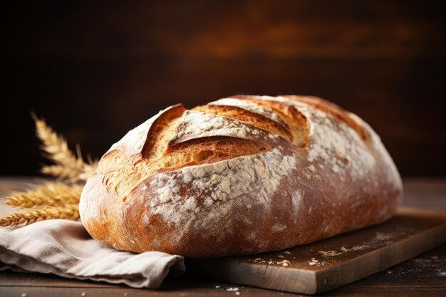 Nahaufnahme eines Brotlaibs auf einem hölzernen Hintergrund