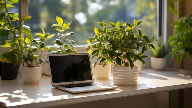 Nahaufnahme eines Computers, der den Bildschirm des Laptops in einem gut beleuchteten, hellen, natürlichen Licht zeigt