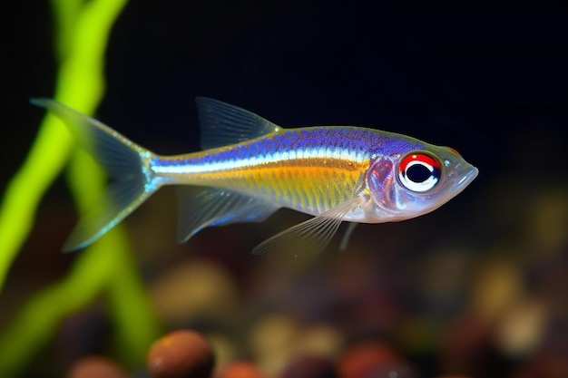 Nahaufnahme eines farbenfrohen Tetra-Fisches in einem Aquarium