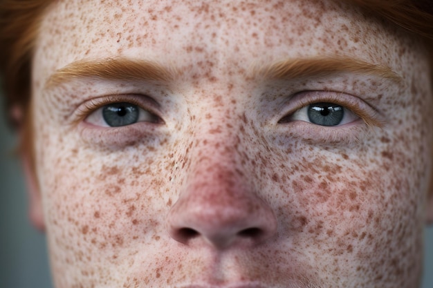 Foto nahaufnahme eines fleckigen mannes, der in die kamera schaut