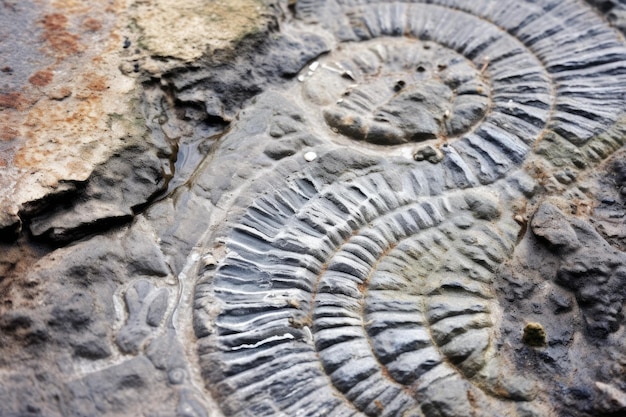 Foto nahaufnahme eines fossils in kalksteinen