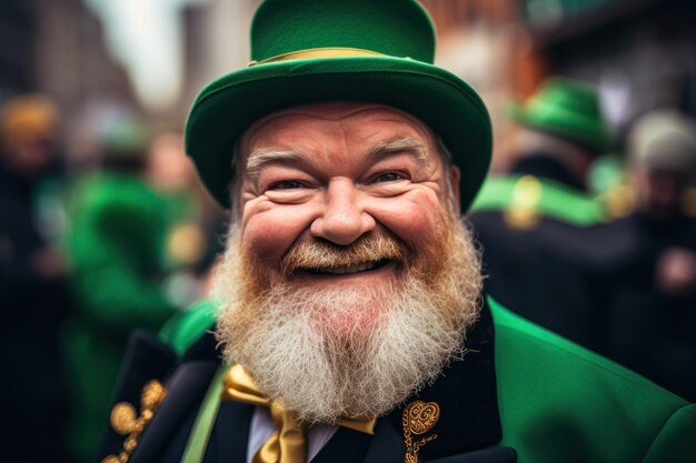 Nahaufnahme eines fröhlichen Mannes, der den St. Patrick's Day feiert