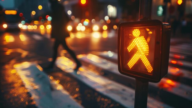 Foto nahaufnahme eines fußgängerübergangsknopfes mit einer ampel im hintergrund, die die verwendung von fußgängerübergängen betont