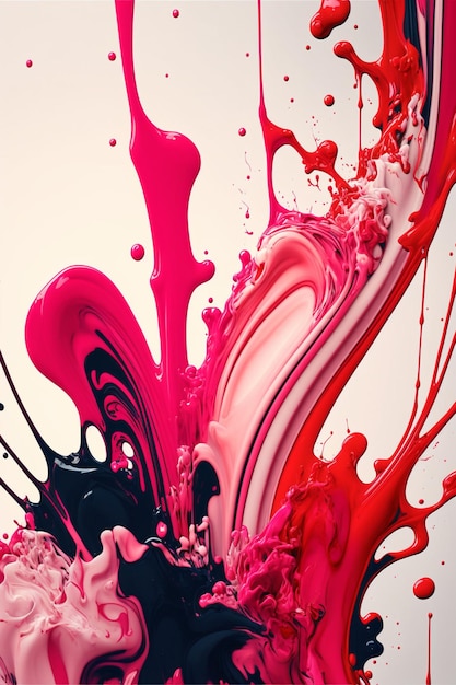 Nahaufnahme eines Gemäldes mit generativer KI in rosa und schwarzer Farbe
