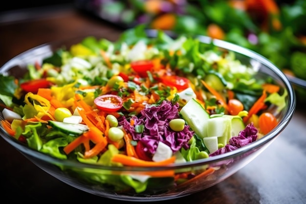 Nahaufnahme eines gemischten Salats mit frischem Gemüse