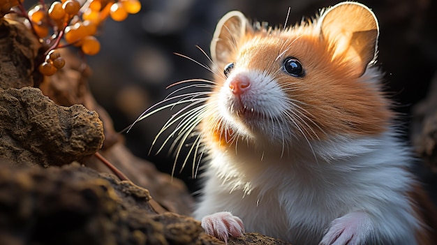 Nahaufnahme eines Hamsters, der in seinem Lebensraum schaut