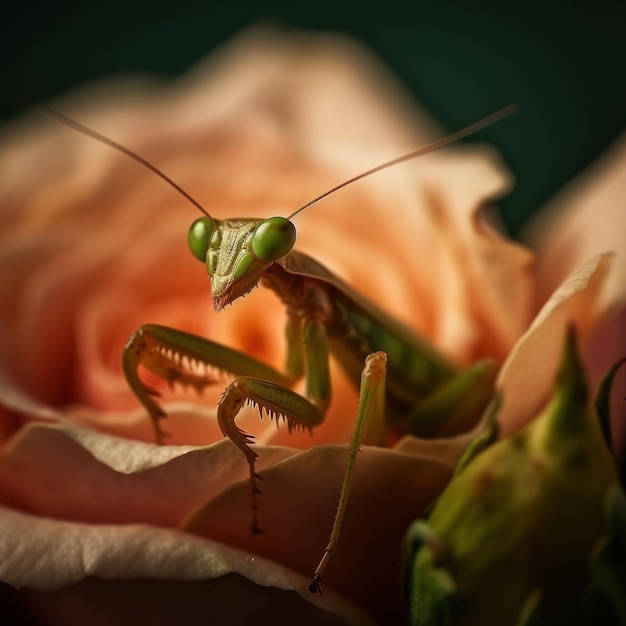 Foto nahaufnahme eines heuschreckeninsekts auf einem makro einer gottesanbeterin