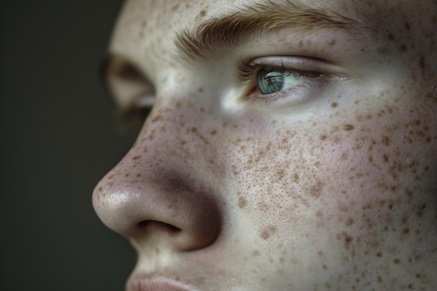 Nahaufnahme eines jungen männlichen Gesichts auf einem hellen Hintergrund