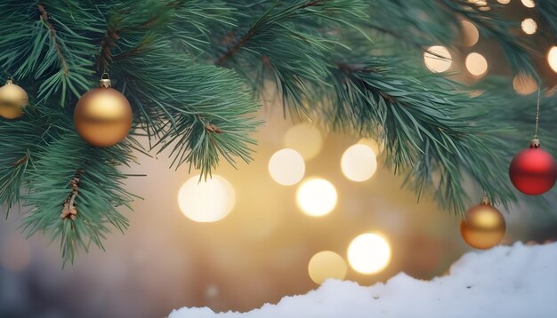 Nahaufnahme eines Kiefernbaums mit Bokeh-Lichtern