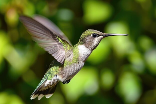 Nahaufnahme eines Kolibris im Flug