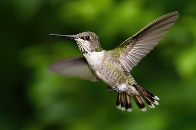 Nahaufnahme eines Kolibris im Flug