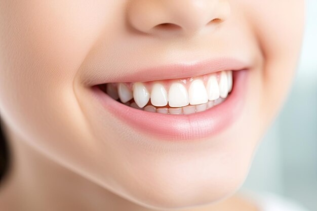 Nahaufnahme eines lächelnden jungen Mädchens mit sauberen weißen Zähnen