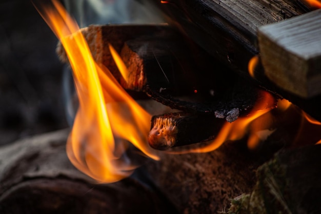 Foto nahaufnahme eines lagerfeuers