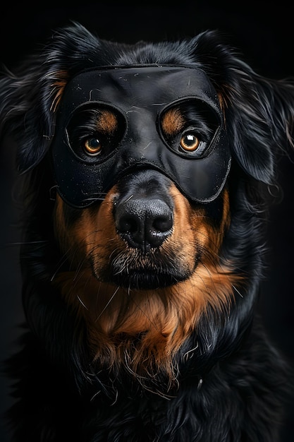 Nahaufnahme eines Leber-Sporthundes mit schwarzen Masken, Schnurrbart und Schnauze