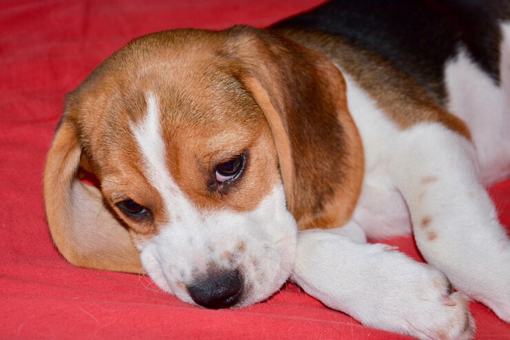 Foto nahaufnahme eines liegenden hundes