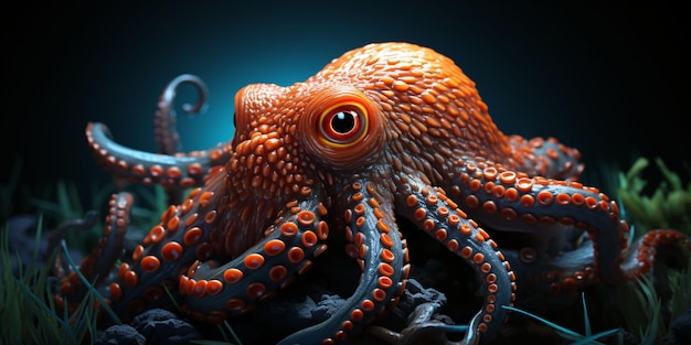 Nahaufnahme eines Oktopus unter Wasser Generative KI