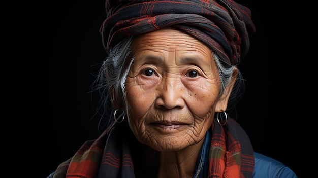 Nahaufnahme eines Porträts einer schönen asiatischen Frau in traditioneller Kleidung