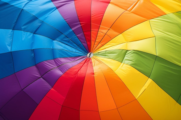 Foto nahaufnahme eines regenbogens, der über einem regenbogenfarbenen regenschirm erscheint