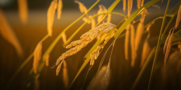 Nahaufnahme eines Reisfeldes Eine Ernte des Überflusses