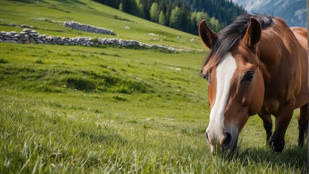 Nahaufnahme eines ruhigen Pferdes in der Natur