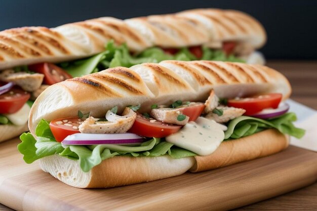 Nahaufnahme eines Sandwiches auf einem Schneidbrett in Buenos Aires, Argentinien