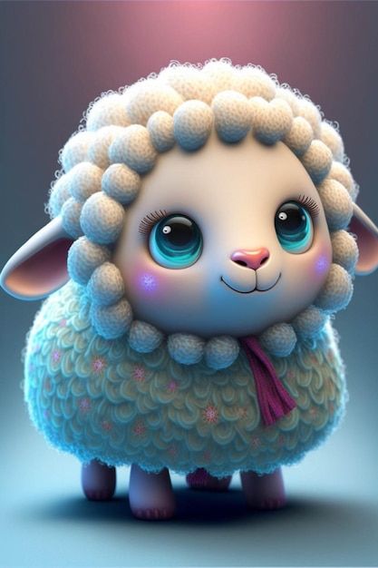 Nahaufnahme eines Schafes, das einen Schal trägt, generative KI