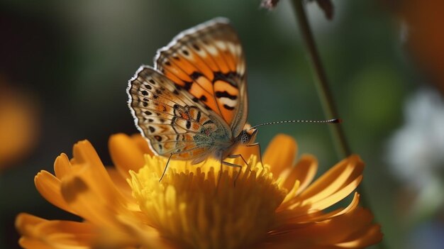 Nahaufnahme eines Schmetterlings auf einer Blume ultra-detaillierte professionelle Fotografie