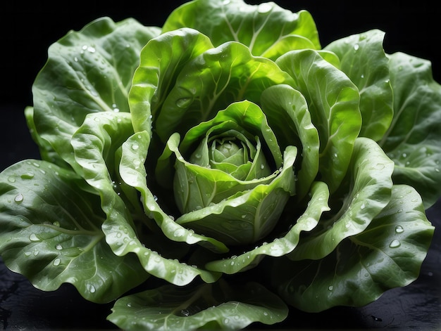 Nahaufnahme eines schönen Salatgemüses mit Wassertropfen