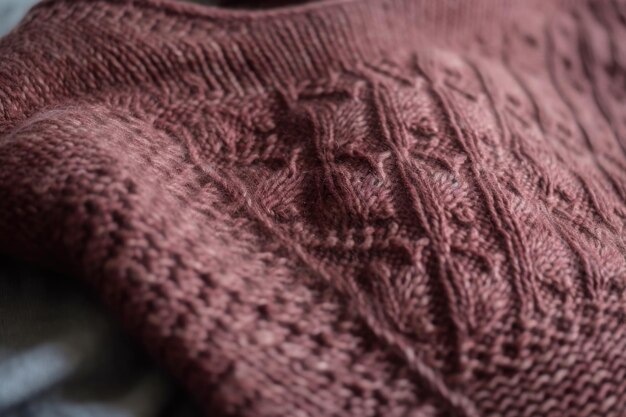 Nahaufnahme eines Strickpullovers mit komplizierter Textur und Muster, erstellt mit generativer KI