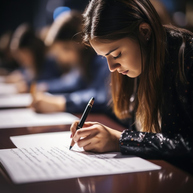 Foto nahaufnahme eines studenten, der handschriftliche notizen macht