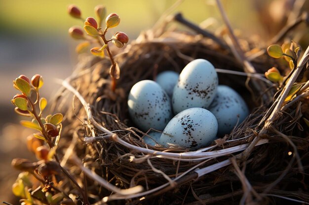 Nahaufnahme eines Vogelnestes mit Eiern 48jpg