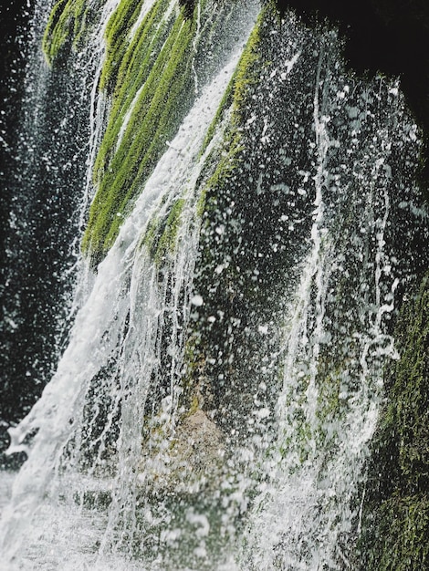 Foto nahaufnahme eines wasserfalls im wald