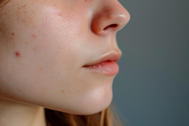 Foto nahaufnahme eines weiblichen kinns mit einem kleinen maulwurf