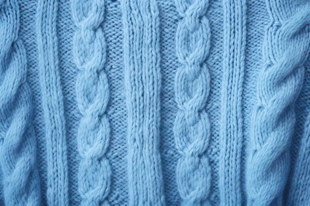 Nahaufnahme eines weichen Pullovers aus blauer Wolle