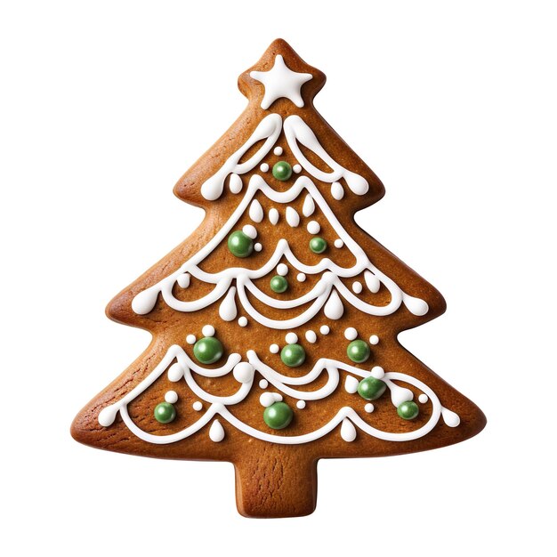 Nahaufnahme eines Weihnachts-Gingerbread-Baumes, isoliert auf durchsichtigem Hintergrund