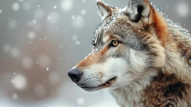 Nahaufnahme eines Wolfes im Schnee