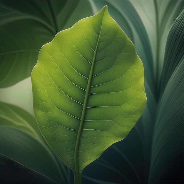 Nahaufnahme eines wunderschönen grünen tropischen Blattes. Nahaufnahme eines wunderschönen grünen tropischen Blattes