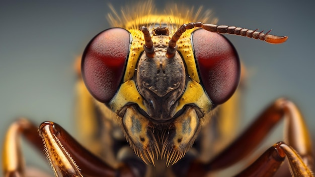 Nahaufnahme eines wunderschönen Insekten mit grünem Blatt im dunklen Hintergrund Generative KI KI generiert