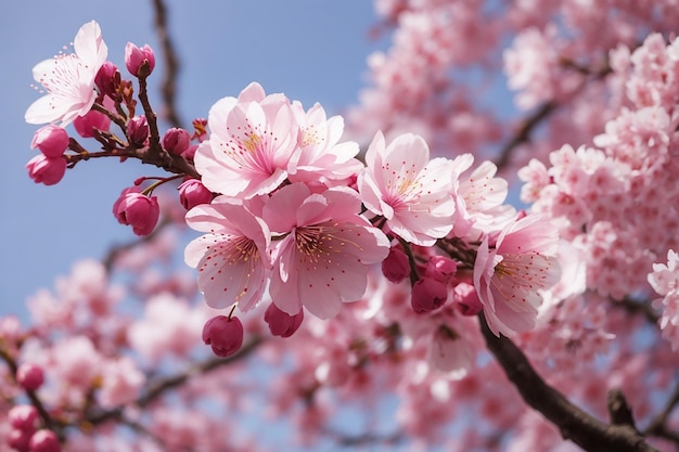 Foto nahaufnahme eines zweigs der rosa kirschblüte in chiang mai, thailand