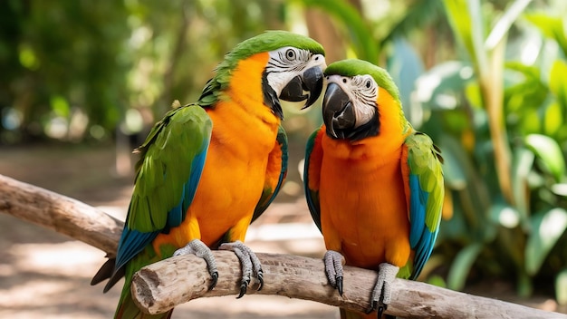 Nahaufnahme farbenfroher Papageien auf Rhodos, Griechenland