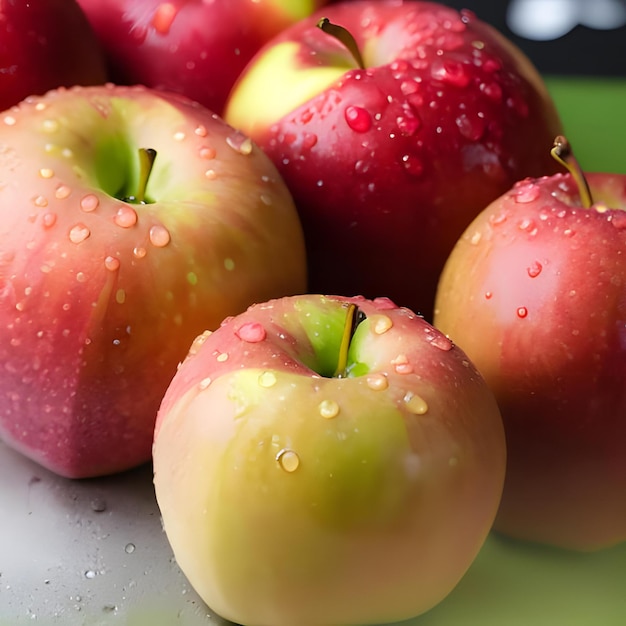 Nahaufnahme frischer Bio-Äpfel mit Wassertropfen darauf 0 041130